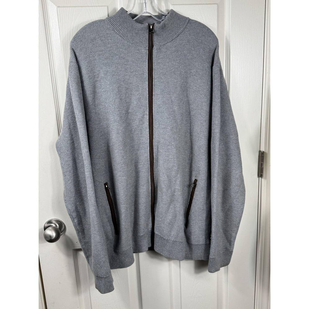 Chaps‎ Women's XXL Gray Cotton Full Zip Sweater Mock Neck Jacket